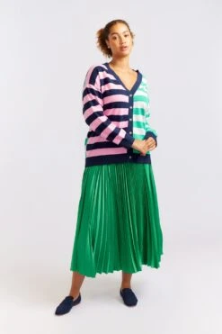Cosmos Pleated Skirt In Emerald -Deux Amies Shop alessandra cashmere skirt cosmos pleated skirt in emerald 40425354363174