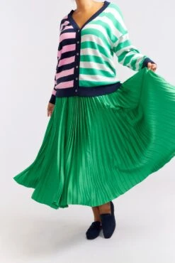 Cosmos Pleated Skirt In Emerald -Deux Amies Shop alessandra cashmere skirt cosmos pleated skirt in emerald 40425354395942