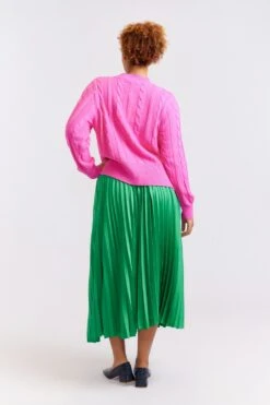 Cosmos Pleated Skirt In Emerald -Deux Amies Shop alessandra cashmere skirt cosmos pleated skirt in emerald 40425355968806