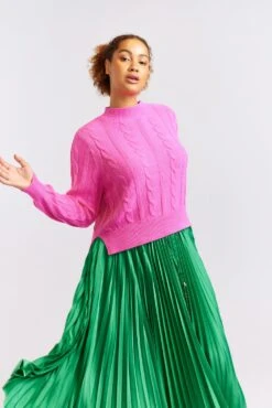 Cosmos Pleated Skirt In Emerald