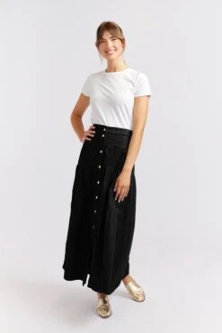Lotus Corduroy Skirt In Black