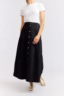 Lotus Corduroy Skirt In Black -Deux Amies Shop alessandra cashmere skirt lotus corduroy skirt in black 41219919020326