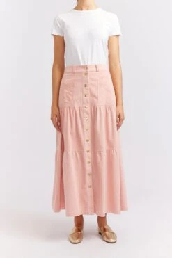 Lotus Corduroy Skirt In Dusty Pink -Deux Amies Shop alessandra cashmere skirt lotus corduroy skirt in dusty pink 40424235434278