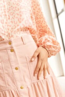 Lotus Corduroy Skirt In Dusty Pink -Deux Amies Shop alessandra cashmere skirt lotus corduroy skirt in dusty pink 41463137403174