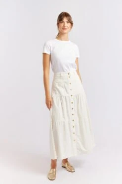 Lotus Corduroy Skirt In Ivory -Deux Amies Shop alessandra cashmere skirt lotus corduroy skirt in ivory 40424239268134