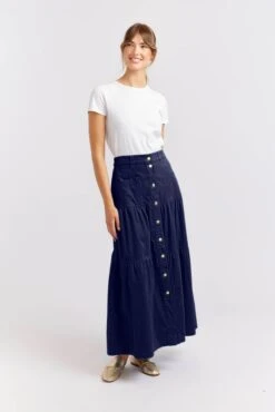Lotus Corduroy Skirt In Navy