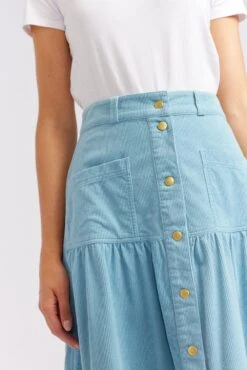 Lotus Corduroy Skirt In Oceanview -Deux Amies Shop alessandra cashmere skirt lotus corduroy skirt in ocean view 41176295670054