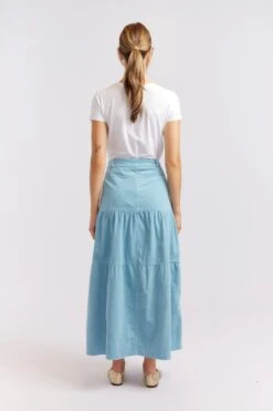 Lotus Corduroy Skirt In Oceanview -Deux Amies Shop alessandra cashmere skirt lotus corduroy skirt in ocean view 41176296456486