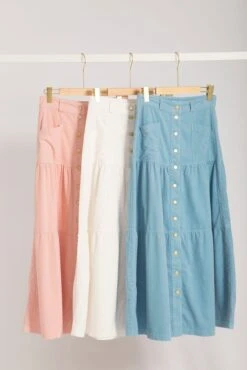 Lotus Corduroy Skirt In Oceanview -Deux Amies Shop alessandra cashmere skirt lotus corduroy skirt in oceanview 41461983674662