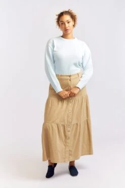 Lotus Corduroy Skirt In Sand -Deux Amies Shop alessandra cashmere skirt lotus corduroy skirt in sand 40424187265318
