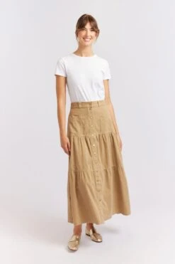 Lotus Corduroy Skirt In Sand -Deux Amies Shop alessandra cashmere skirt lotus corduroy skirt in sand 40424189526310