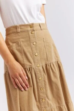 Lotus Corduroy Skirt In Sand -Deux Amies Shop alessandra cashmere skirt lotus corduroy skirt in sand 40424189624614
