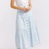 Lotus Denim Skirt In Pale Blue