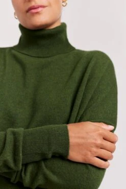 A Polo Bay Cashmere Sweater In Military -Deux Amies Shop alessandra cashmere sweater a polo bay cashmere sweater in military 40849891557670