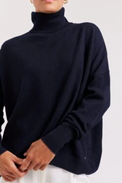 A Polo Bay Cashmere Sweater In Navy -Deux Amies Shop alessandra cashmere sweater a polo bay cashmere sweater in navy 40849890378022