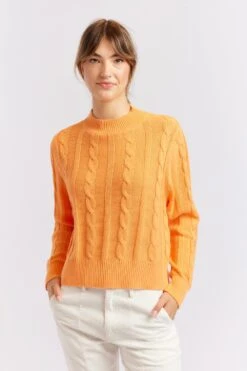 Amber Cotton Sweater In Fanta -Deux Amies Shop alessandra cashmere sweater amber cotton sweater in fanta 40439173808422