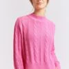 Amber Cotton Sweater In Hot Pink