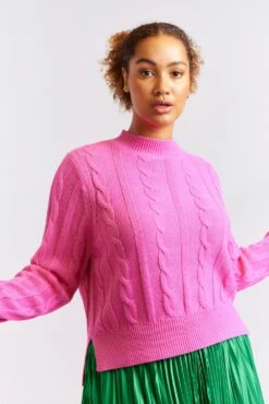 Amber Cotton Sweater In Hot Pink -Deux Amies Shop alessandra cashmere sweater amber cotton sweater in hot pink 40438984376614