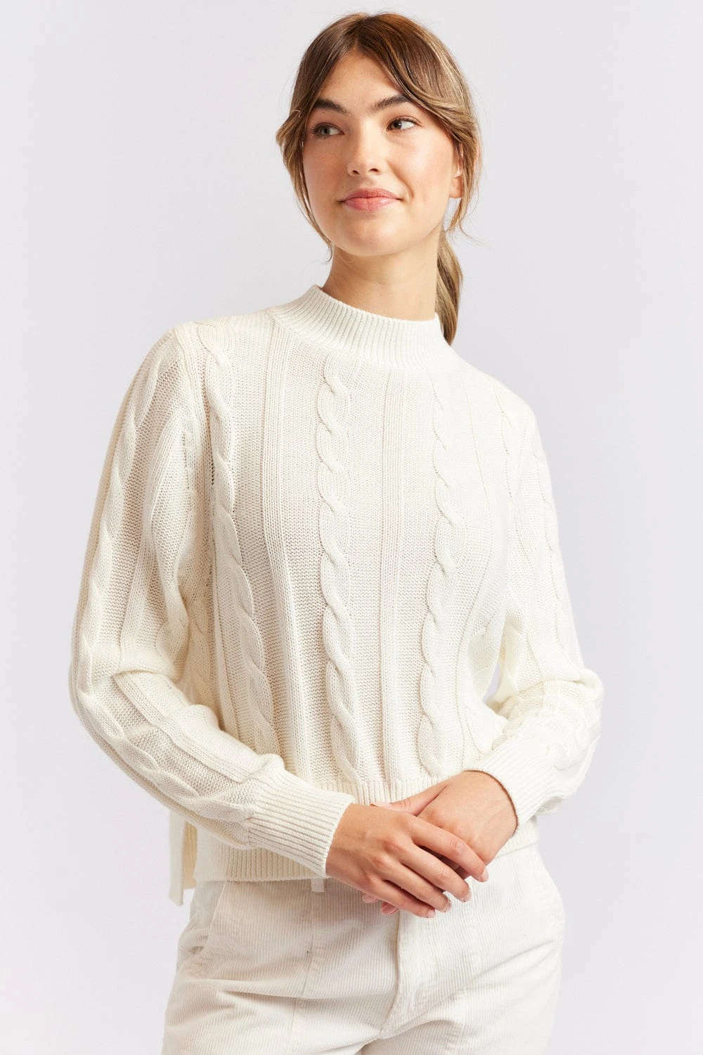 Amber Cotton Sweater In Ivory 3 Amber Cotton Sweater In Ivory - Image 3