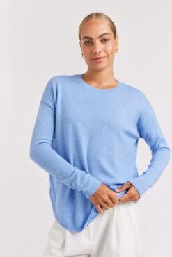 Baby Belle Cashmere Sweater In Azure -Deux Amies Shop alessandra cashmere sweater baby belle cashmere sweater in azure 40849915085094