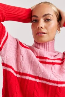 Billie Sweater In Tickled Pink -Deux Amies Shop alessandra cashmere sweater billie sweater in tickled pink 40952697913638