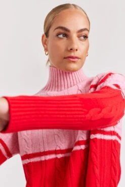 Billie Sweater In Tickled Pink -Deux Amies Shop alessandra cashmere sweater billie sweater in tickled pink 40952698470694