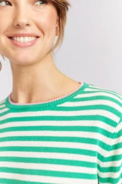 Candy Lane Cotton Sweater In Emerald -Deux Amies Shop alessandra cashmere sweater candy lane cotton sweater in emerald 40439251468582