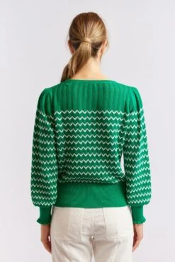 Chevy Cotton Sweater In Emerald -Deux Amies Shop alessandra cashmere sweater chevy cotton sweater in emerald 40439556571430