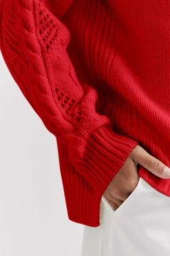 Dealia Polo In Fire Engine -Deux Amies Shop alessandra cashmere sweater dealia polo in fire engine 41655125213478