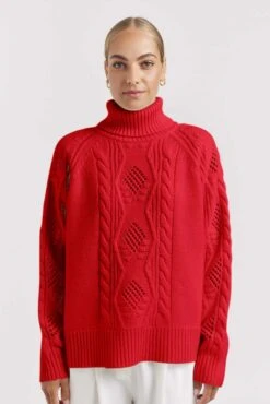 Dealia Polo In Fire Engine -Deux Amies Shop alessandra cashmere sweater dealia polo in fire engine 41655428088102