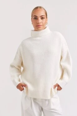 Gwen Sweater In Cream -Deux Amies Shop alessandra cashmere sweater gwen sweater in cream 40952870633766