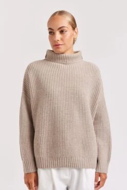 Gwen Sweater In Mojave -Deux Amies Shop alessandra cashmere sweater gwen sweater in mojave 40952871158054