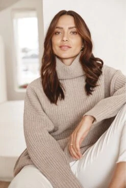 Gwen Sweater In Mojave -Deux Amies Shop alessandra cashmere sweater gwen sweater in mojave 40973754892582
