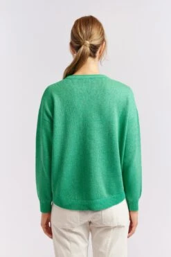 Hightide Sweater In Emerald Lurex -Deux Amies Shop alessandra cashmere sweater hightide sweater in emerald lurex 40439589372198