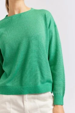 Hightide Sweater In Emerald Lurex -Deux Amies Shop alessandra cashmere sweater hightide sweater in emerald lurex 40439589503270