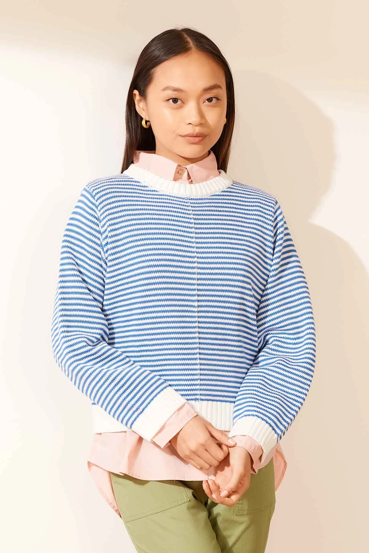 Humbug Cotton Sweater In Cornflower 3 Humbug Cotton Sweater In Cornflower - Image 3