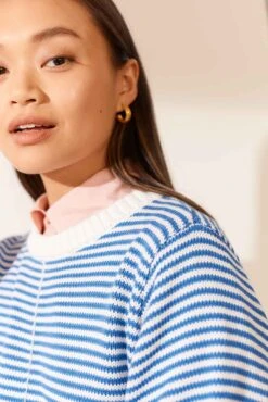 Humbug Cotton Sweater In Cornflower 13 Humbug Cotton Sweater In Cornflower -Deux Amies Shop alessandra cashmere sweater humbug cotton sweater in cornflower 41101055820070