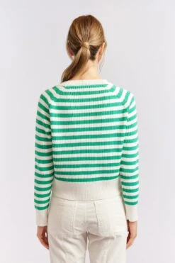 Musketeers Cotton Sweater In Emerald -Deux Amies Shop alessandra cashmere sweater musketeers cotton sweater in emerald 40440374722854