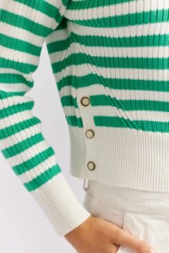 Musketeers Cotton Sweater In Emerald -Deux Amies Shop alessandra cashmere sweater musketeers cotton sweater in emerald 40440374755622