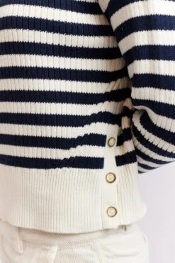Musketeers Cotton Sweater In Navy -Deux Amies Shop alessandra cashmere sweater musketeers cotton sweater in navy 40440385012006