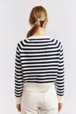 Musketeers Cotton Sweater In Navy -Deux Amies Shop alessandra cashmere sweater musketeers cotton sweater in navy 40440385110310