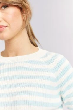 Musketeers Cotton Sweater In Water -Deux Amies Shop alessandra cashmere sweater musketeers cotton sweater in water 40440387731750
