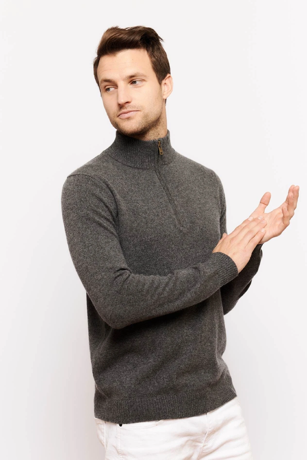 Ricky Cashmere Sweater In Charcoal 3 Ricky Cashmere Sweater In Charcoal - Image 3