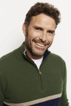 Ricky Stripe Cashmere Sweater In Bush 11 Ricky Stripe Cashmere Sweater In Bush -Deux Amies Shop alessandra cashmere sweater ricky stripe cashmere sweater in bush 41577723855142