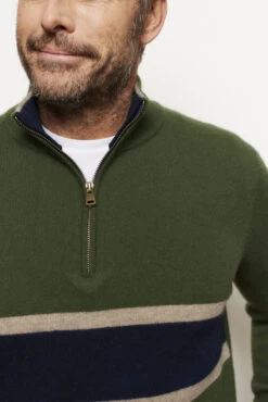 Ricky Stripe Cashmere Sweater In Bush 9 Ricky Stripe Cashmere Sweater In Bush -Deux Amies Shop alessandra cashmere sweater ricky stripe cashmere sweater in bush 41577723920678