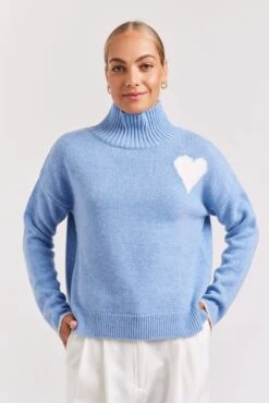 Ronnie Polo In Dusty Denim -Deux Amies Shop alessandra cashmere sweater ronnie polo in dusty denim 40952885084454