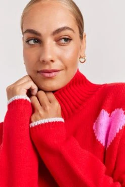 Ronnie Polo In Fire Engine -Deux Amies Shop alessandra cashmere sweater ronnie polo in fire engine 40952887771430