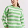 Tabby Stripe Mohair Sweater In Apple