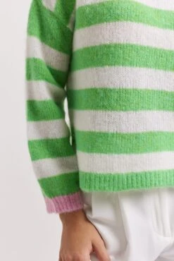 Tabby Stripe Mohair Sweater In Apple -Deux Amies Shop alessandra cashmere sweater tabby stripe mohair sweater in apple 41049865290022