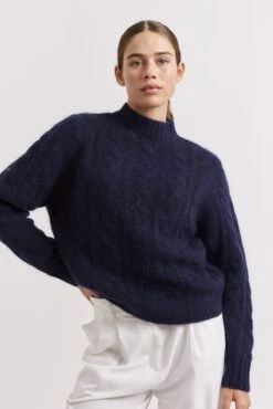 Teddy Mohair Sweater In Navy